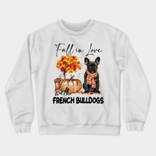 Fall In Love With Scarf Black French Bulldog Crewneck Sweatshirt